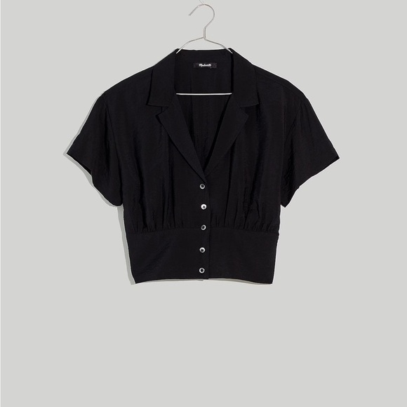 Madewell drapey banded button down top black - Picture 5 of 6